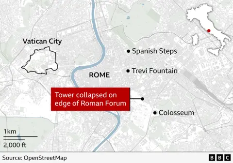 Rescue Efforts Underway After Partial Collapse of Medieval Tower in Rome